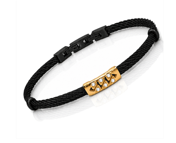 Pulsera H2on Hombre Frammento in Acero y oro Diamante 0.07 Ct HOFR06-2K9 - HOFR06-2K9